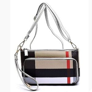 NWT Plaid Double Compartment Crossbody Bag